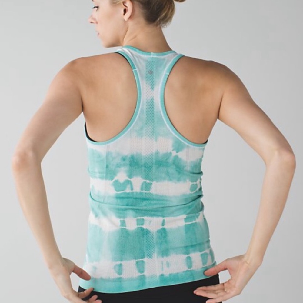 Lululemon Tech Swiftly Tie Dye Racerback Aqua sz10